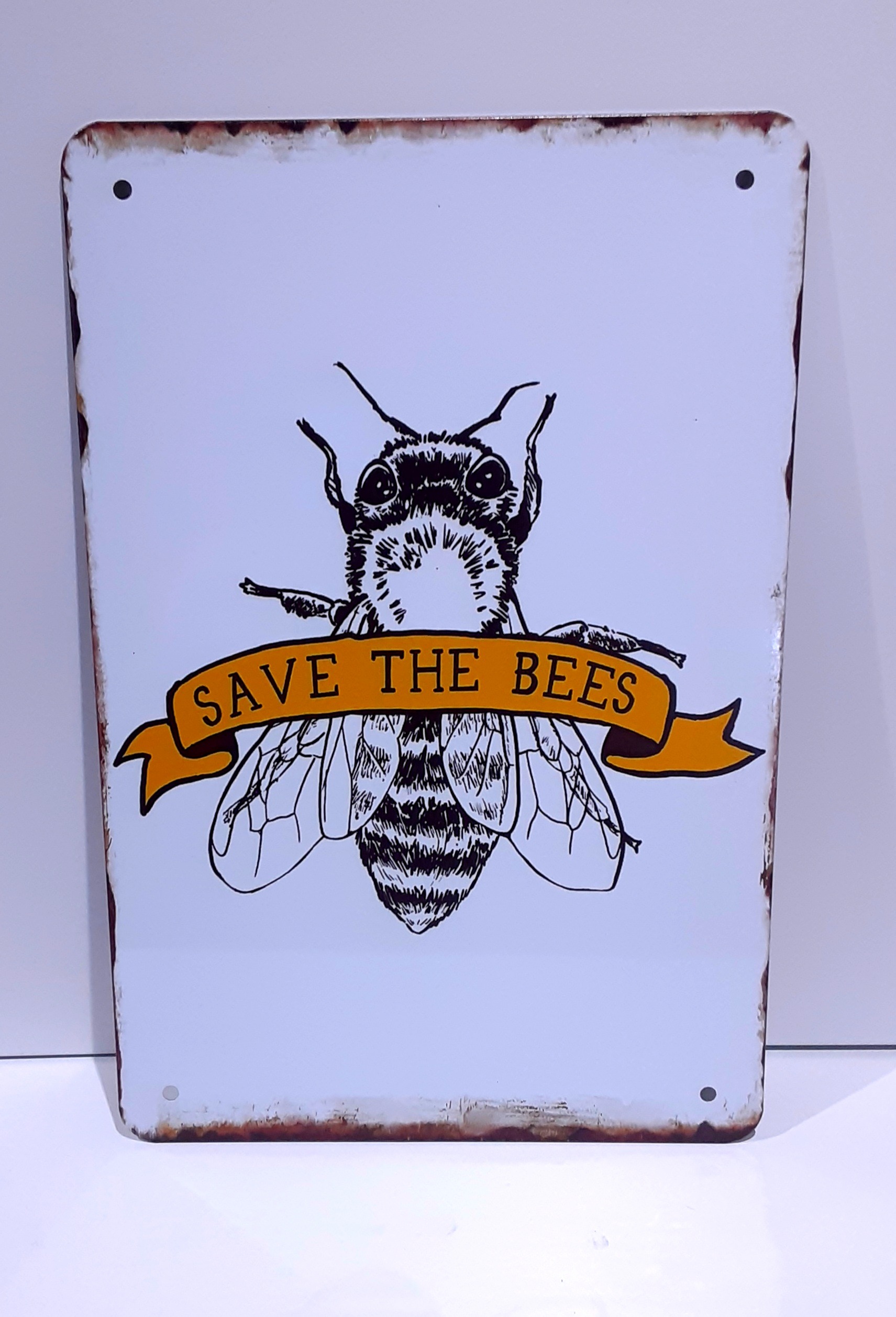 Save The Bees Banner Metal Sign HappBee Acres Bee Supply