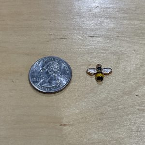 Black and Yellow Striped Bee Charm with Gold Outline