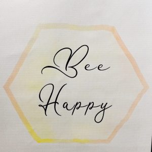 Bee Happy Hexagon Canvas Print