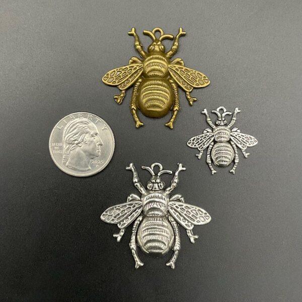 Large Metal Bee Charm