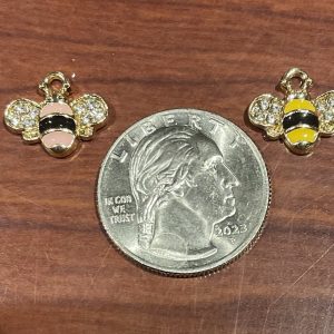 Striped Bee Charms with Crystal Encrusted Wings