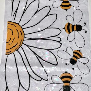 Four Bee & Flower Textured Window Clings