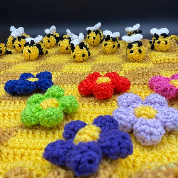 Bee and Flower Crochet Checker Board 4 Bee and Flower Crochet Checker Board