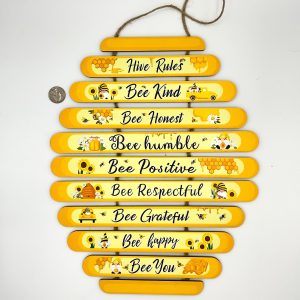 Bee Hive Rules Wooden Sign