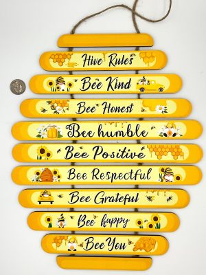 Bee Hive Rules Wooden Sign