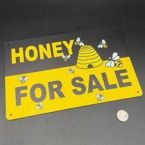 Honey for Sale with Beehive Metal Sign Honey for Sale with Beehive Metal Sign