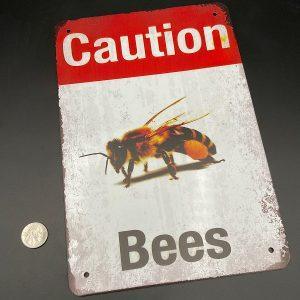 Caution Bees Metal Sign Caution Bees MetalSign