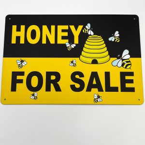 Honey for Sale with Beehive Metal Sign