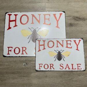 Honey For Sale with Honeybee Metal Sign