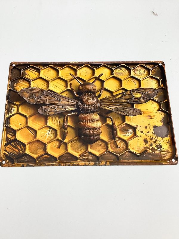 Rustic Bee Metal Sign
