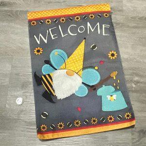 Welcome Flying Gnome Garden Flag