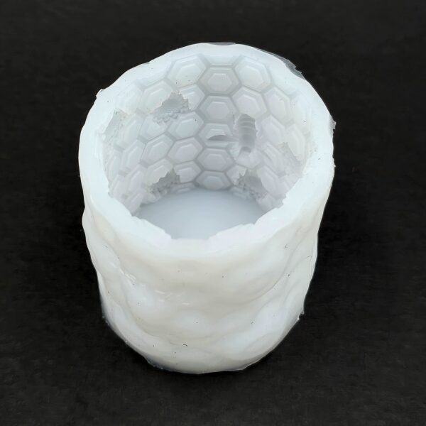 Pillars Candle Mold with Bees and Flowers on Honeycomb sides.