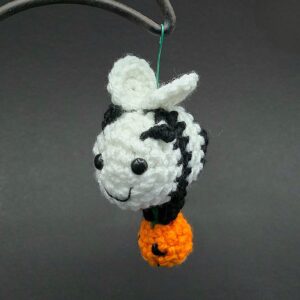 Handmade Crochet Halloween Bee Ornament - Ghost Bee