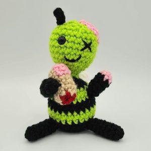 Handmade Crochet Bee - Halloween Zom-Bee with Finger