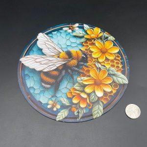 Vibrant Metal Bee Sign