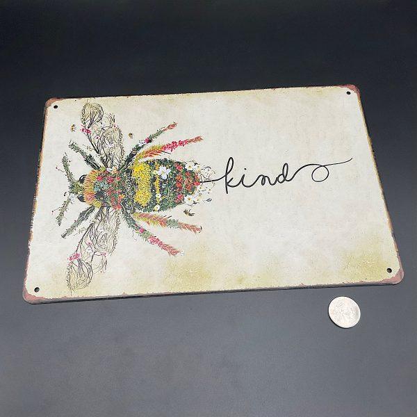 Floral “Bee” Kind Metal Sign