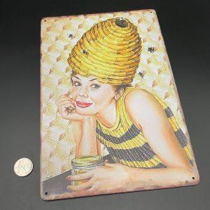 Woman with Skep Hat Metal Sign