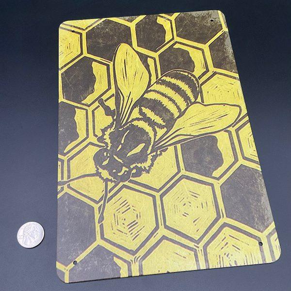 Honeycomb Bee Metal Sign