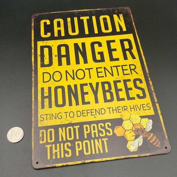 Danger Honeybees Metal Sign