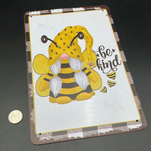 Bee Kind Gnome Metal Sign