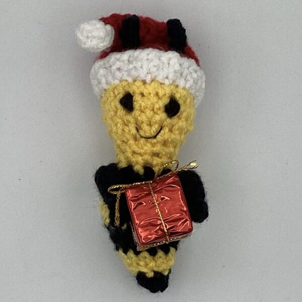 Handmade Crochet Holiday Bee - Santa Bee