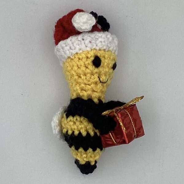 Handmade Crochet Holiday Bee - Santa Bee