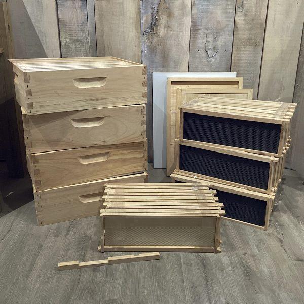 Amish Pine 10 Frame Assembled 4 Medium Full Hive Kit - Wax Dipped
