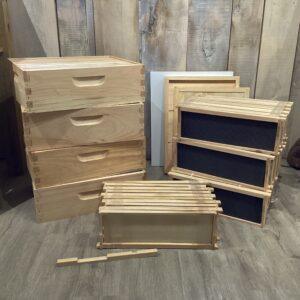 Amish Pine 10 Frame Assembled 4 Medium Full Hive Kit - Wax Dipped
